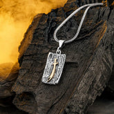 Embossed Zulfiqar Sword Silver Necklace 2